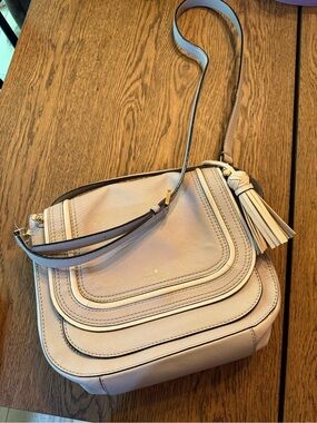 kate spade Blush Pink Leather Layered Flap Crossbody with Tassel